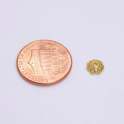 6mm Gold Filled Flower Bead Cap, Dainty Floral Bead Toppers, Bead Making Supply Z-919