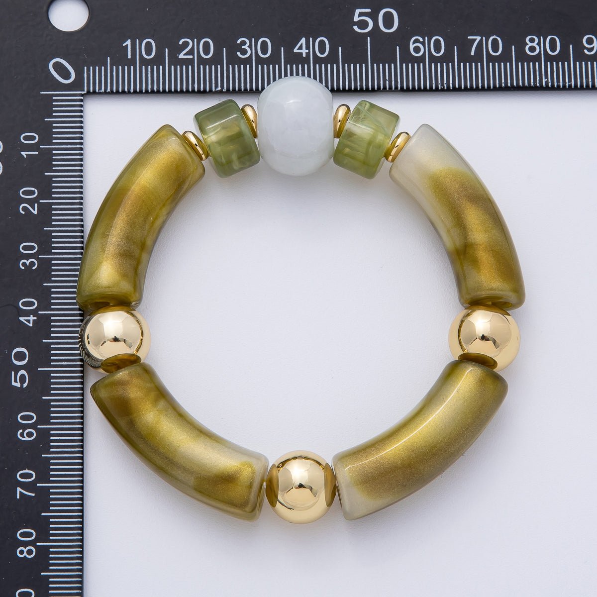 6mm Green Malachite, Peridot Gemstone Bead Stretch Bracelet | WA-03973