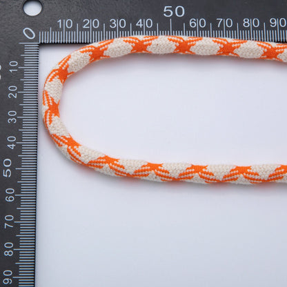 6mm Orange-Beige Braided Summer Sport Cord Necklace Bracelet Finding by Yard | Roll-1646