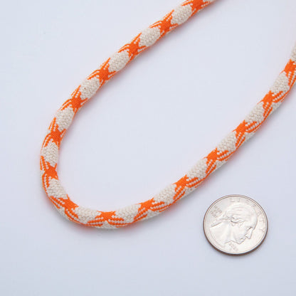 6mm Orange-Beige Braided Summer Sport Cord Necklace Bracelet Finding by Yard | Roll-1646