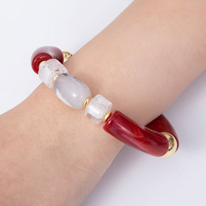 6mm Red Jasper, Carnelian Gemstone Bead Stretch Bracelet | WA-03971 WA-04137