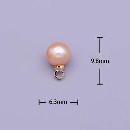6mm Round White, Pink Pearl Add-On Charm in Gold &amp; Silver | C-197 C-204 C-205