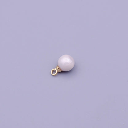 6mm Round White, Pink Pearl Add-On Charm in Gold &amp; Silver | C-197 C-204 C-205