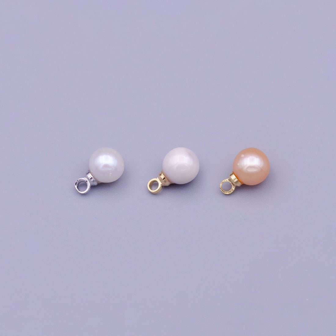 6mm Round White, Pink Pearl Add-On Charm in Gold &amp; Silver | C-197 C-204 C-205