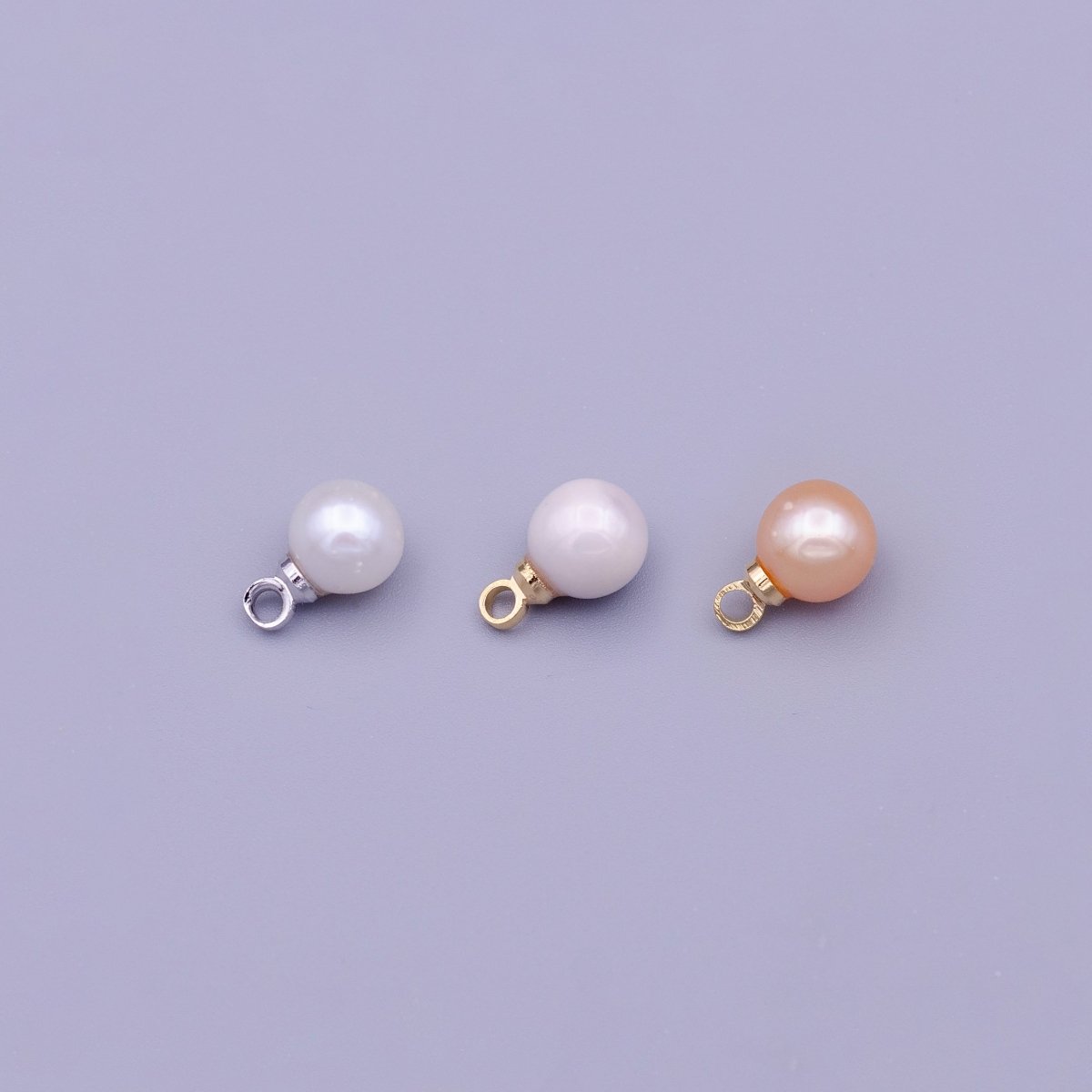 6mm Round White, Pink Pearl Add-On Charm in Gold &amp; Silver | C-197 C-204 C-205