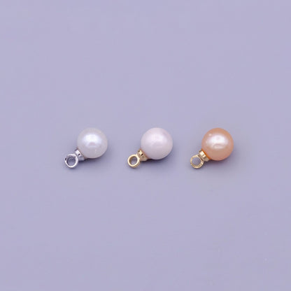 6mm Round White, Pink Pearl Add-On Charm in Gold &amp; Silver | C-197 C-204 C-205