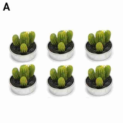 6Pcs Cactus Candle Cube Candle Simulated Plant Set Paraffin Scented 3D Candle Delicate Succulent Cactus Candles for Valentine&