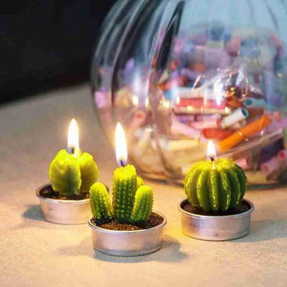 6Pcs Cactus Candle Cube Candle Simulated Plant Set Paraffin Scented 3D Candle Delicate Succulent Cactus Candles for Valentine&