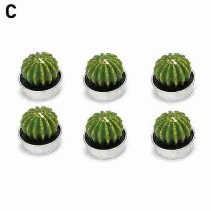 6Pcs Cactus Candle Cube Candle Simulated Plant Set Paraffin Scented 3D Candle Delicate Succulent Cactus Candles for Valentine&