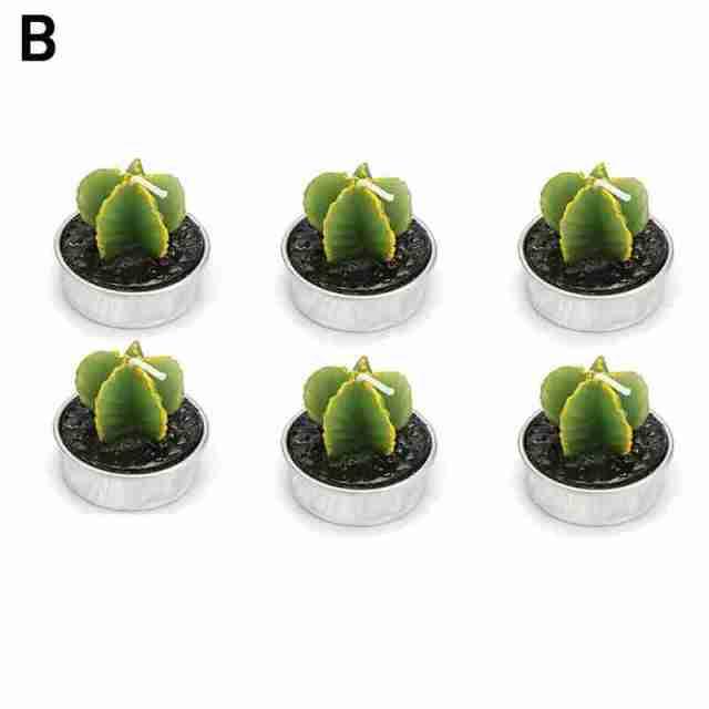 6Pcs Cactus Candle Cube Candle Simulated Plant Set Paraffin Scented 3D Candle Delicate Succulent Cactus Candles for Valentine&