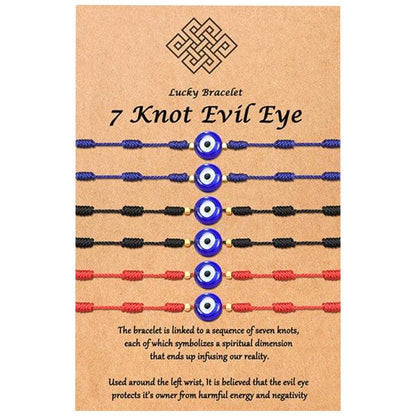 6pcs/set Handmade Bracelets Braided Red Black Rope 7 Knots Lucky Jewelry Friendship Protection Bracelet Red Comfortable Bracelet Small Eye Bracelet For Kids
