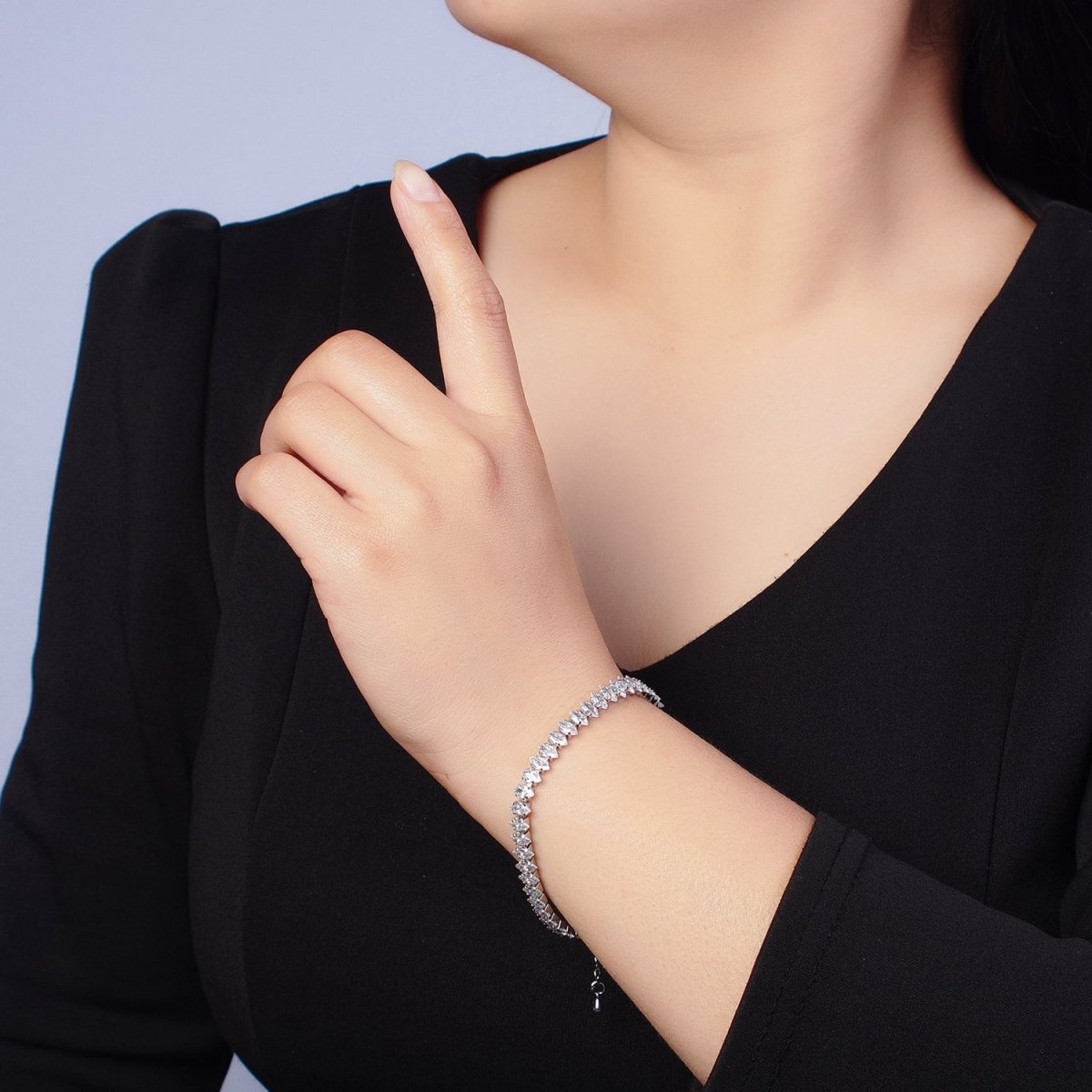 7" Marquise Tennis Chain Bracelet | WA-905