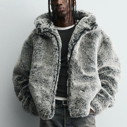 Hooded Faux Fur Jacket Coat