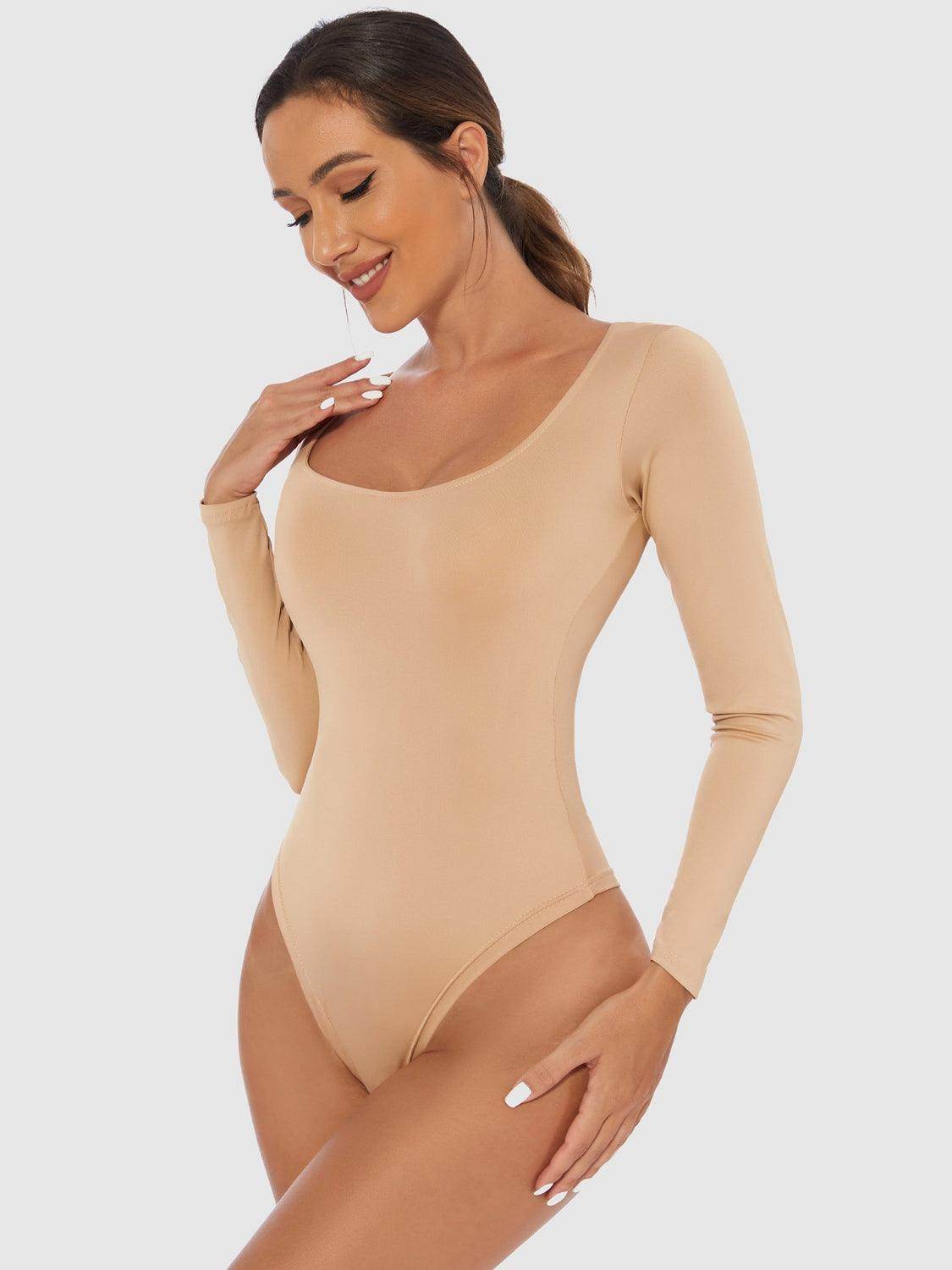 Perfect Full Size Scoop Neck Long Sleeve Bodysuit for Women