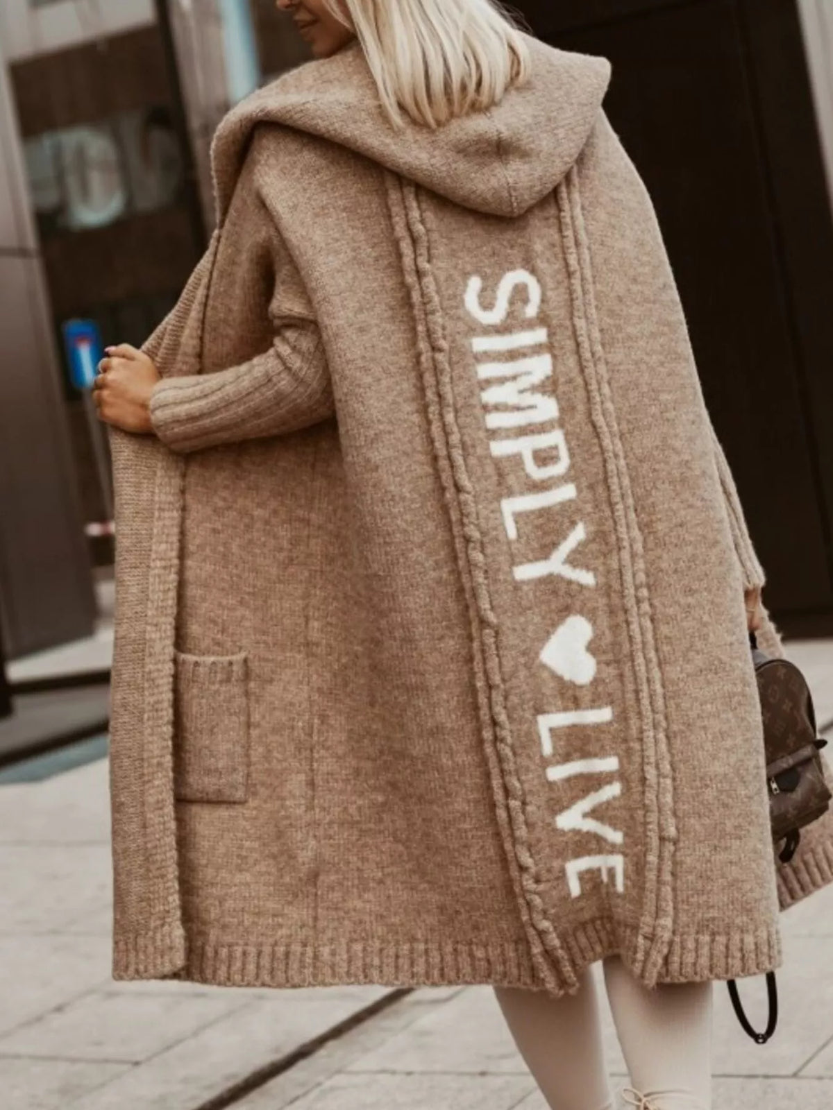 Full Size Hooded Knit Open Front Cardigan Plus Size