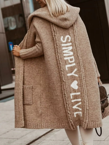 Full Size Hooded Knit Open Front Cardigan Plus Size