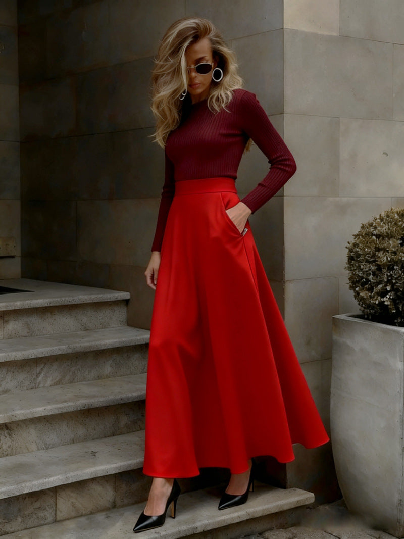Elegant Solid-Color Skirt For Women