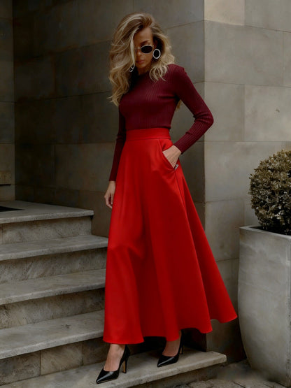 Elegant Solid-Color Skirt For Women