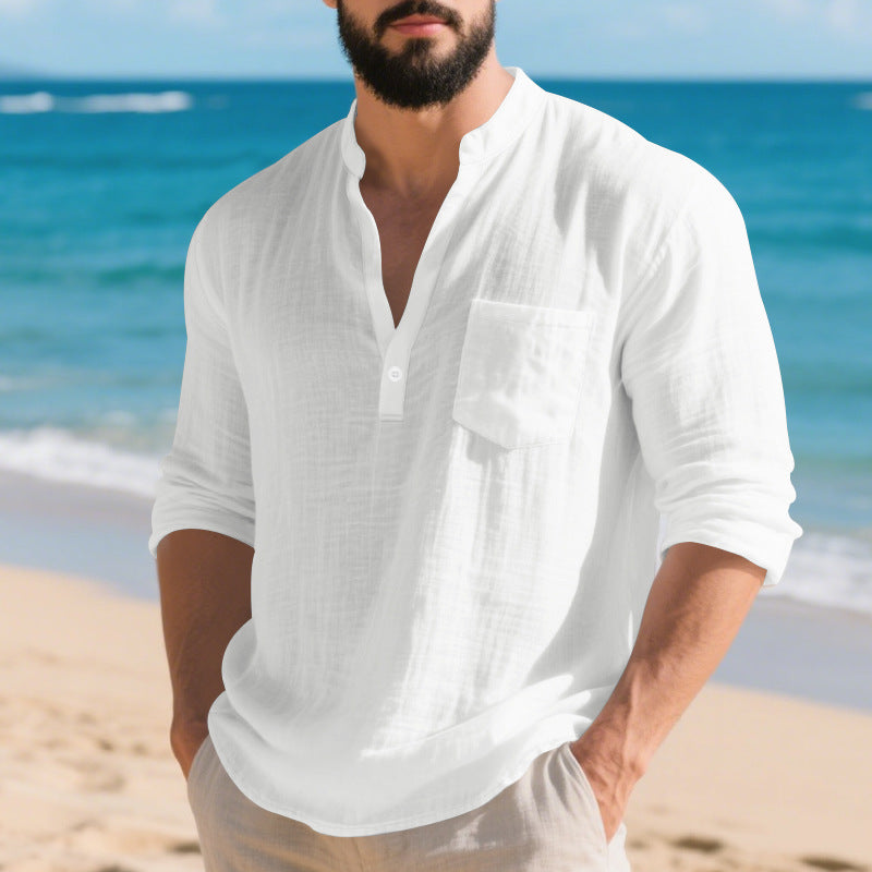 American Style Linen Long-sleeved Men&