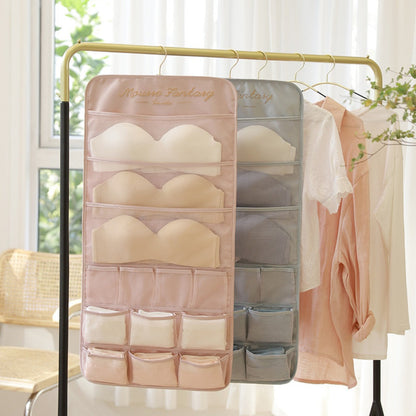 Underwear storage hanging bag, wall-mounted double-sided storage bag, underwear bra socks finishing bag, wardrobe hanging bag