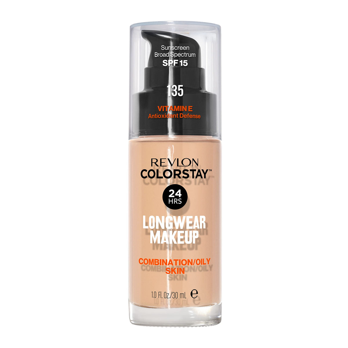 Revlon Liquid Foundation, ColorStay Face Makeup for Combination &amp; Oily Skin, SPF 15, Medium-Full Coverage with Matte Finish, 180 Sand Beige, 1 Fl Oz