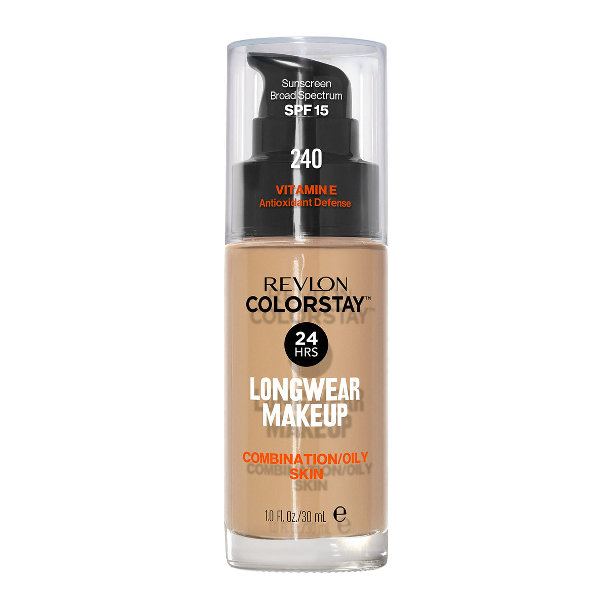 Revlon Liquid Foundation, ColorStay Face Makeup for Combination &amp; Oily Skin, SPF 15, Medium-Full Coverage with Matte Finish, 180 Sand Beige, 1 Fl Oz
