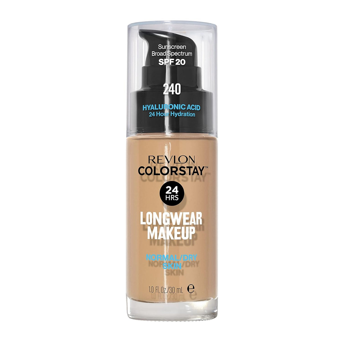 Revlon Liquid Foundation, ColorStay Face Makeup for Normal &amp; Dry Skin, SPF 20, Longwear Medium-Full Coverage with Natural Finish, 240 Medium Beige, 1 Fl Oz