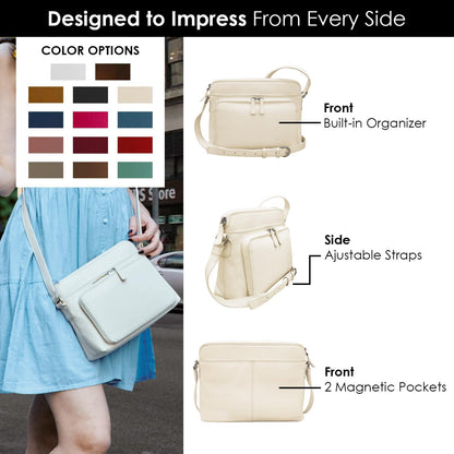 ili New York Genuine Leather Crossbody Bags for Women - Premium RFID Blocking Shoulder Bag Organizer with Adjustable Strap