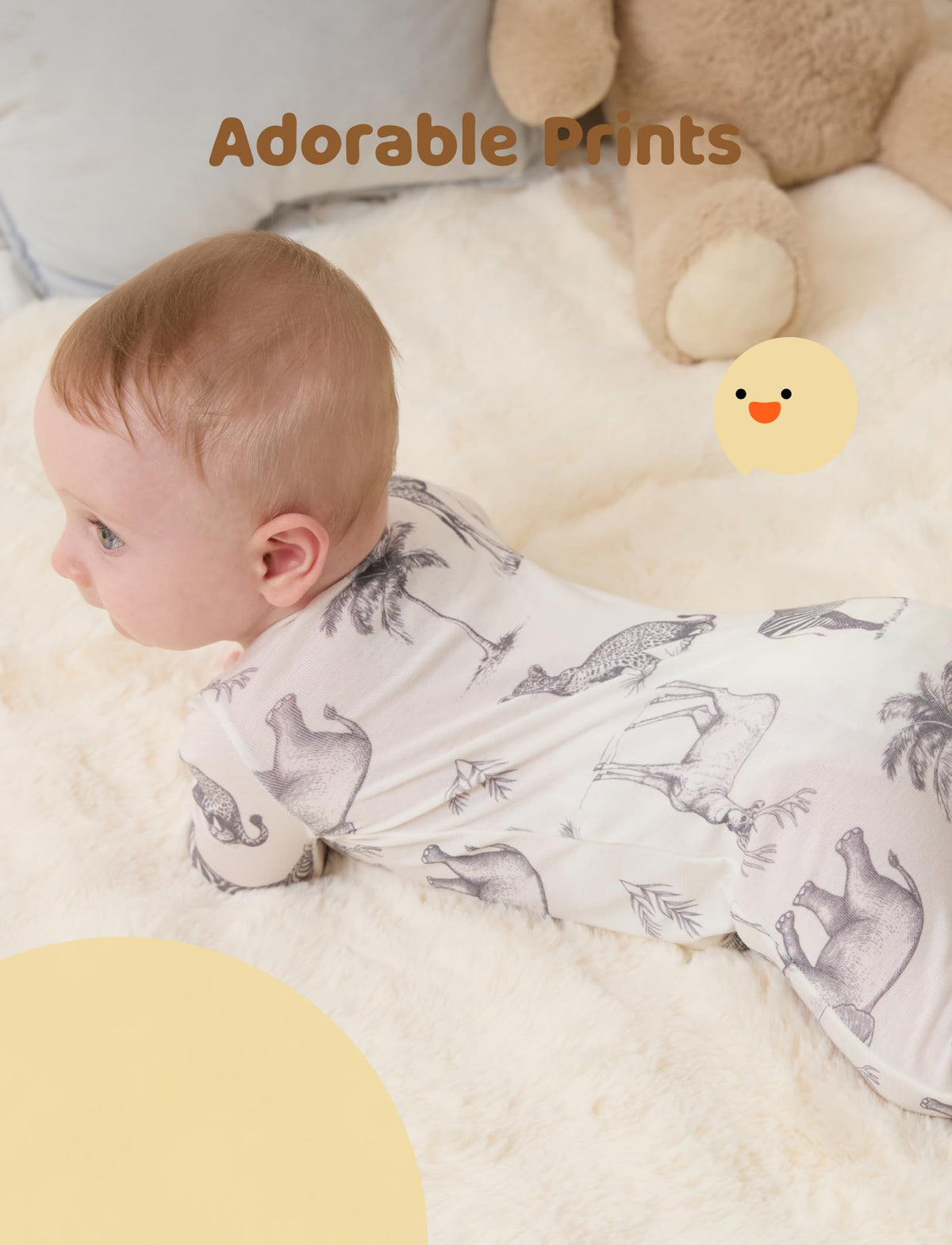 PATPAT Baby Footie Pajamas - Premium Tencel Lyocell &amp; Wool Romper with 2-Way Zipper