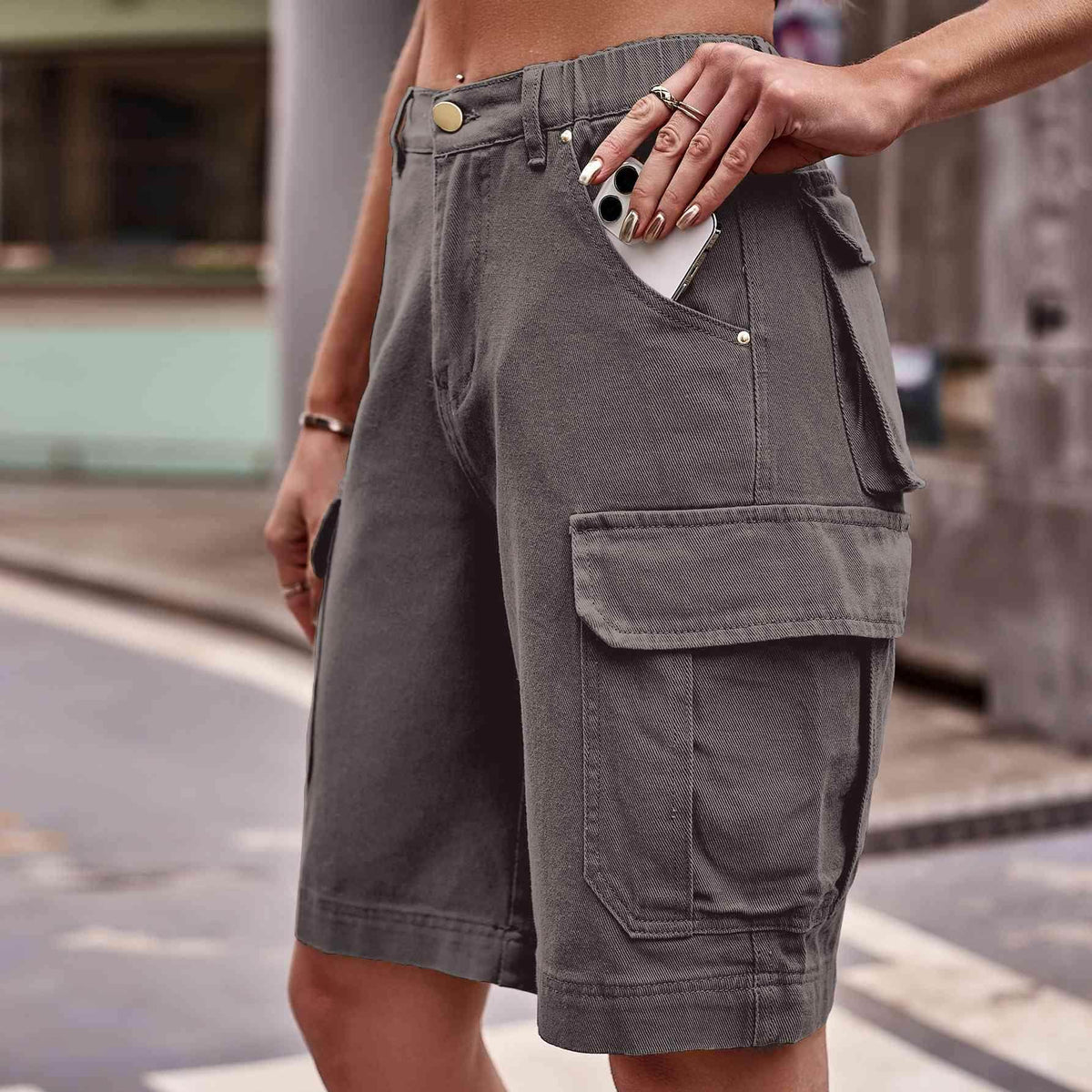 Denim Cargo Shorts with Pockets for Casual Style