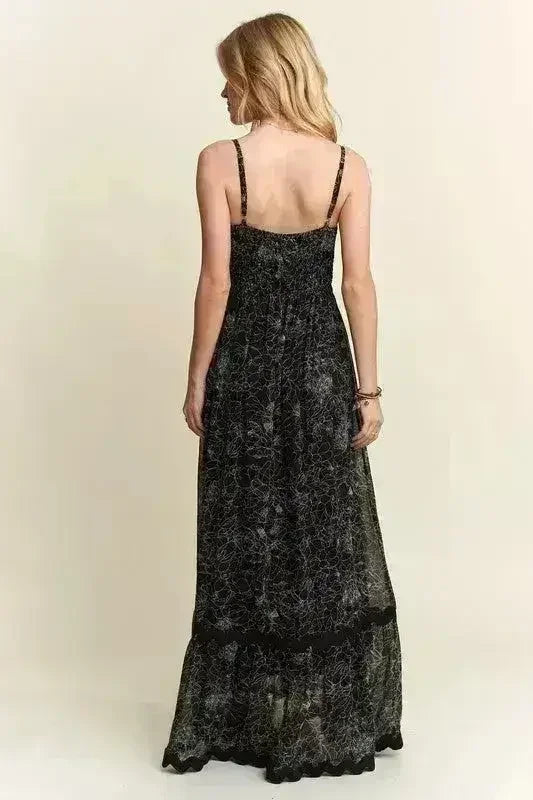 Floral Maxi Cami Dress – Adjustable Straps &amp; Flowy Silhouette