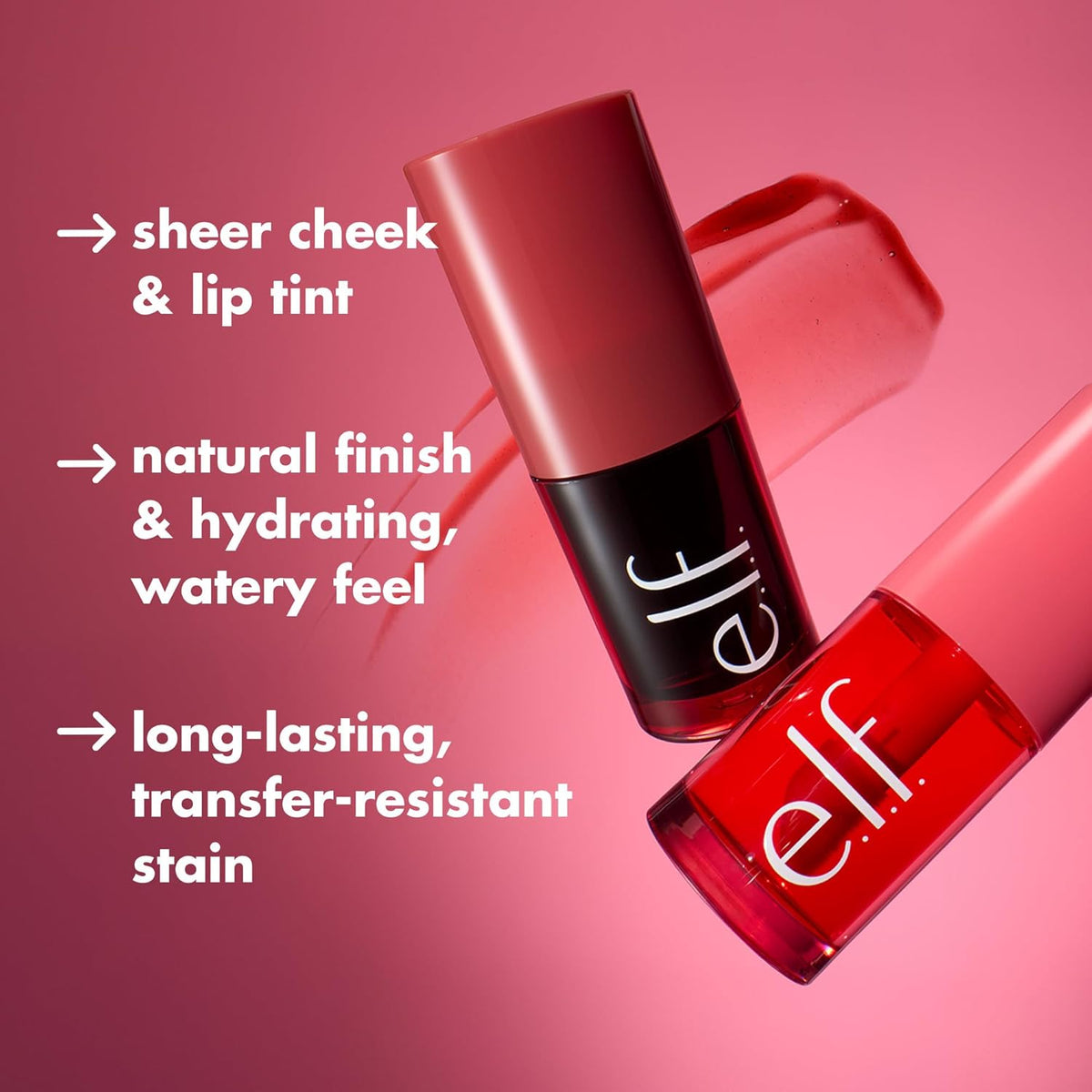 e.l.f. Sheer For It Blush Tint, Multi-Use, Long-Lasting Lip &amp; Cheek Makeup, Creates A Natural Flush Finish, Vegan &amp; Cruelty-Free, Plums Up