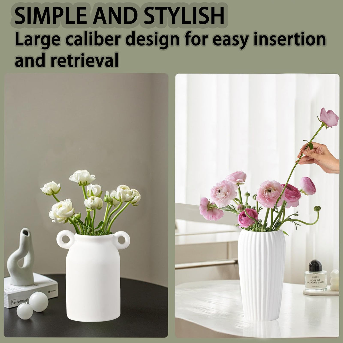 White Ceramic Bud Vases Set of 10 - 5 Inch Small Mini Vases for Flowers Centerpieces Decor