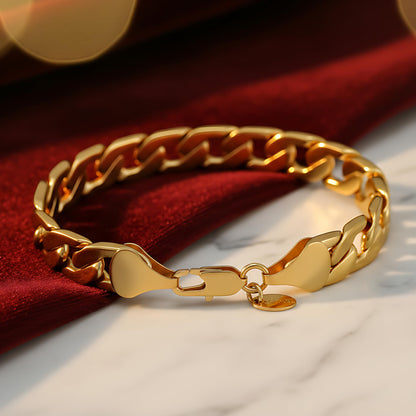 Premium 18K Gold-Plated Cuban Link Bracelet – Luxury Stainless Steel | Waterproof &amp; Tarnish Resistant