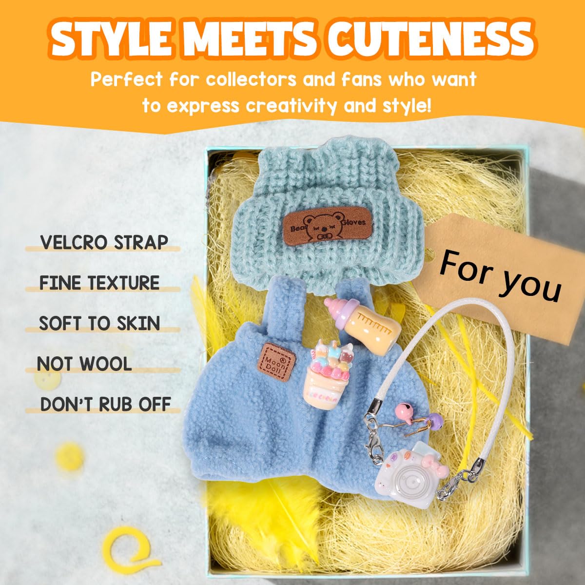 3 Piece Doll Clothes Set for 17cm Dolls - Handmade Crochet Outfit with Hat