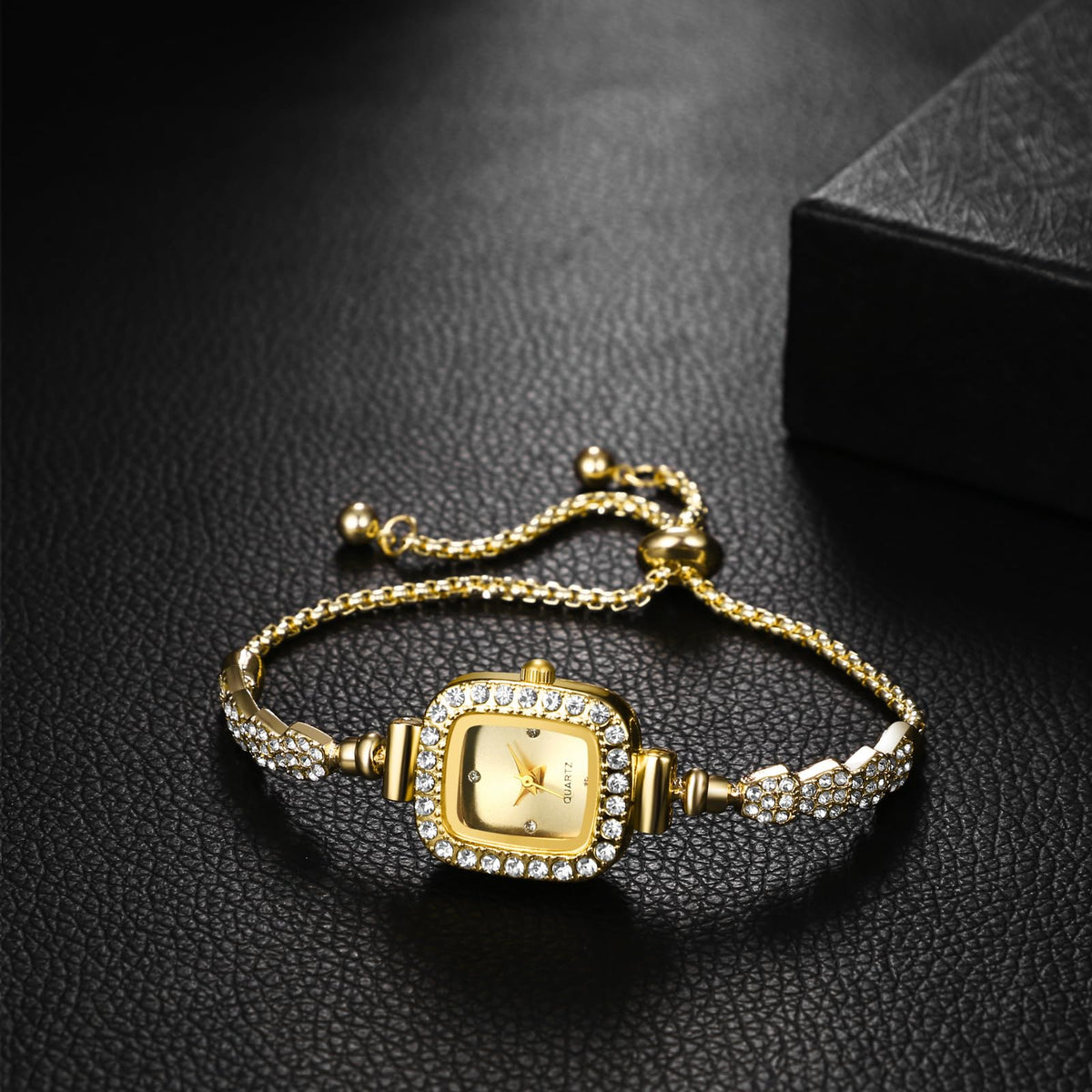 OIDEA Womens Full Diamond Bracelet Watch: Luxury Rhinestone Diamond Square Dial Analog Quartz Wrist Watch Detachable Strap Casual Dress Ladies Watch Valentine&