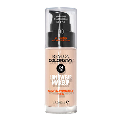 Revlon Liquid Foundation, ColorStay Face Makeup for Combination &amp; Oily Skin, SPF 15, Medium-Full Coverage with Matte Finish, 180 Sand Beige, 1 Fl Oz
