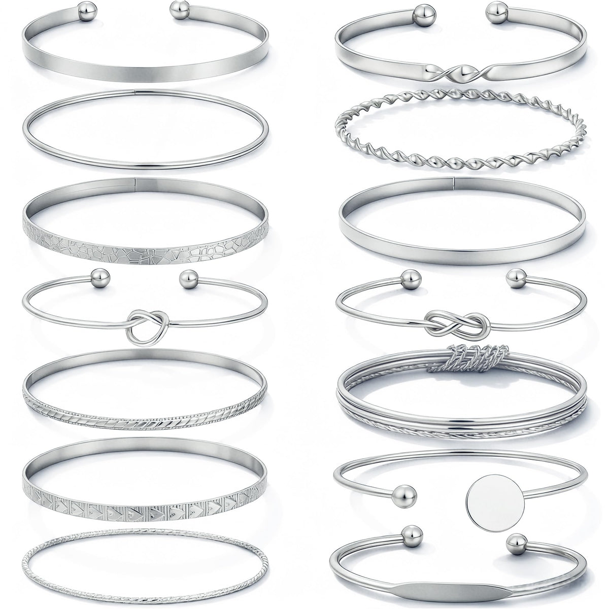 FAXHION Gold Bangle Bracelets for Women, 14 Pcs Multi Layer Stackable Bangle Set, 14K Gold Plated Textured Chunky Bracelets Boho Jewelrys Set