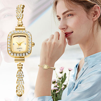 OIDEA Womens Full Diamond Bracelet Watch: Luxury Rhinestone Diamond Square Dial Analog Quartz Wrist Watch Detachable Strap Casual Dress Ladies Watch Valentine&