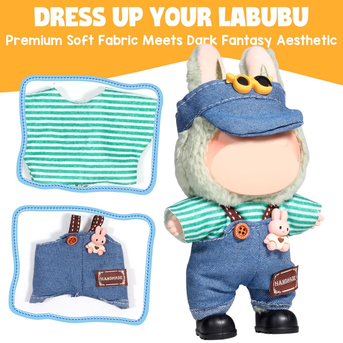 3 Piece Doll Clothes Set for 17cm Dolls - Handmade Crochet Outfit with Hat