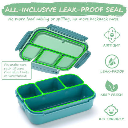 Bento Lunch Box for Kids - 4 Compartment Leak-Proof School Lunch Container with Utensils Purple