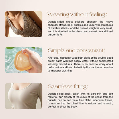 Reusable Silicone Bra Inserts - Double Sided Adhesive Push Up Pads for Bikini &amp; Sports Bra