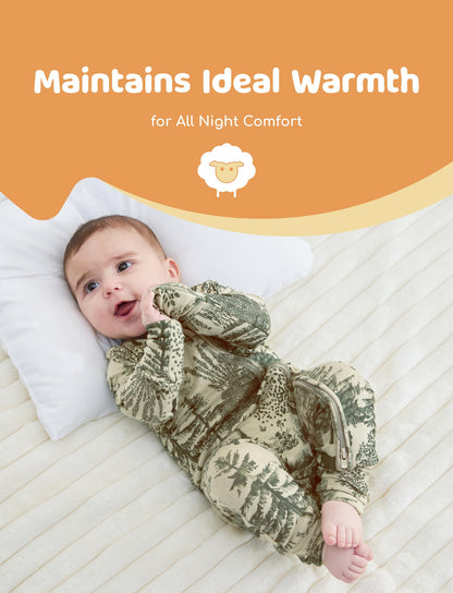 PATPAT Baby Footie Pajamas - Premium Tencel Lyocell &amp; Wool Romper with 2-Way Zipper