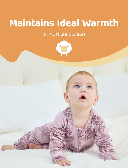 PATPAT Baby Footie Pajamas - Premium Tencel Lyocell &amp; Wool Romper with 2-Way Zipper