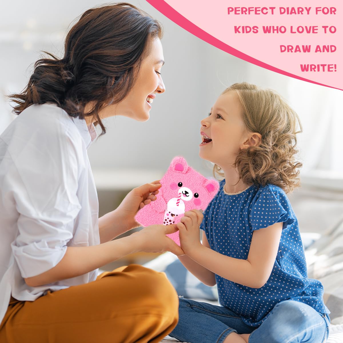 Girls Heart Diary with Lock and Keys - Cute Plush Secret Journal Notebook Gift Ages 6-8