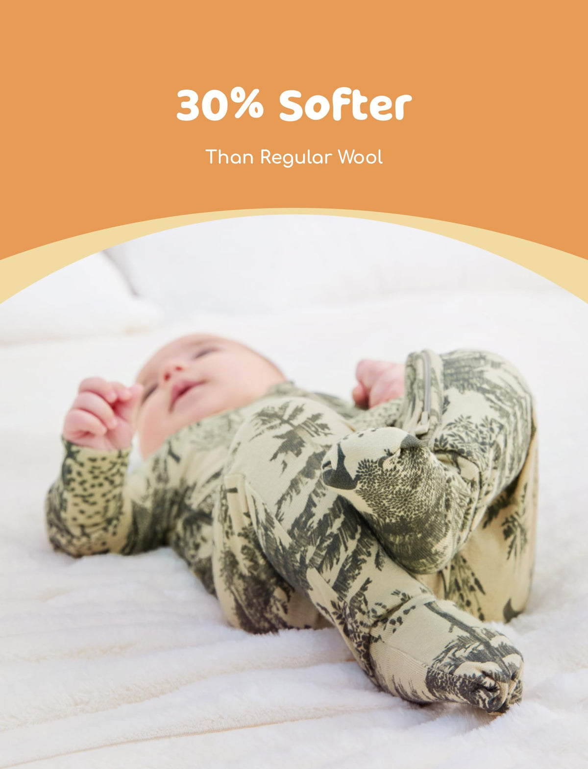 PATPAT Baby Footie Pajamas - Premium Tencel Lyocell &amp; Wool Romper with 2-Way Zipper