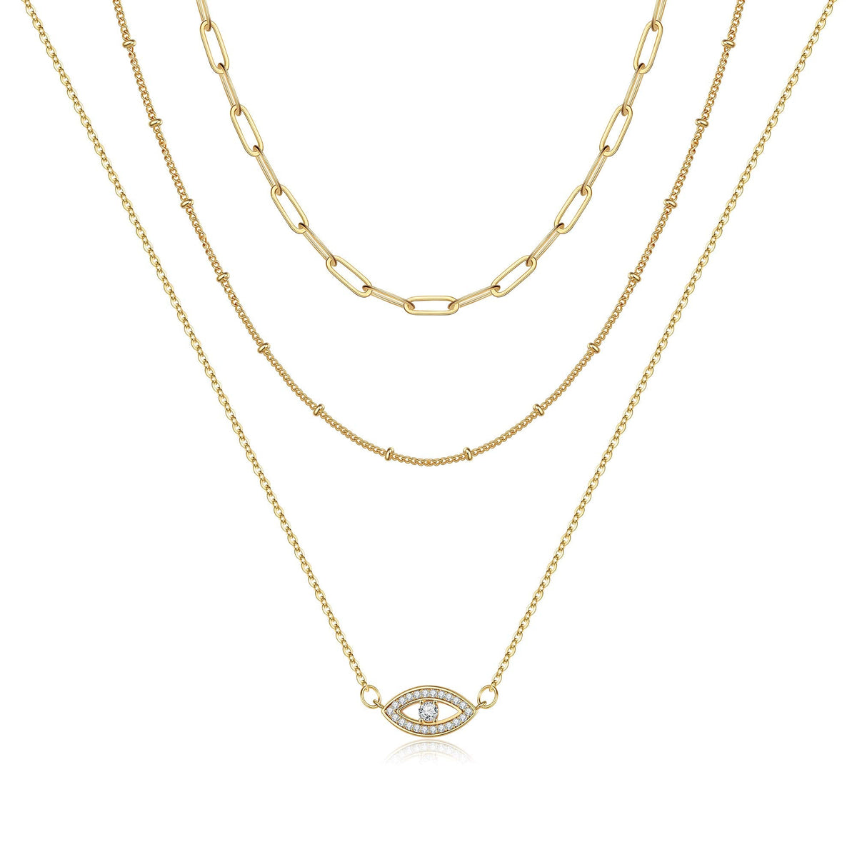 Turandoss Dainty Layered Choker Necklace, Handmade Y Pendant Necklace Multilayer Bar Disc Necklace Adjustable Layering Choker Necklaces for Women