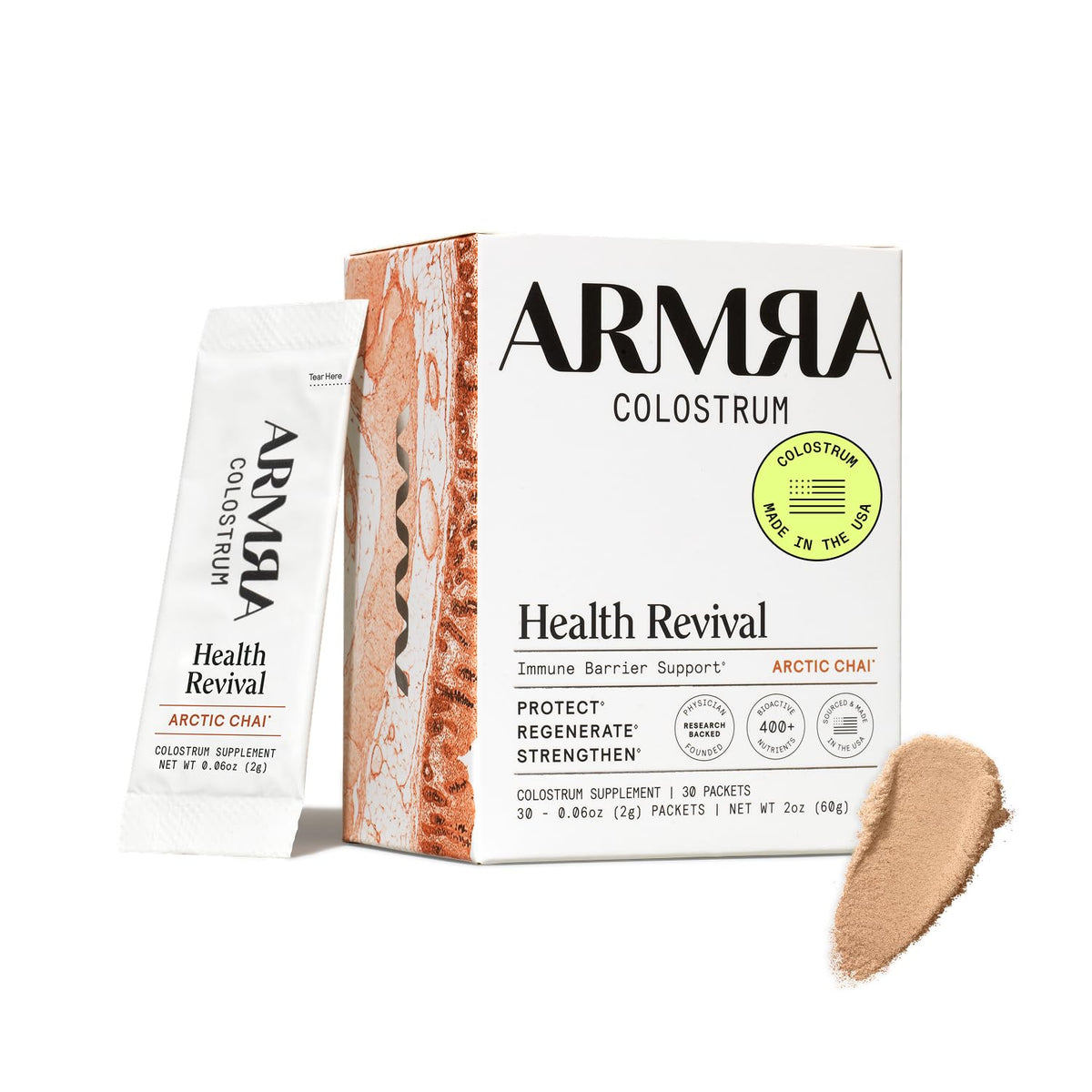 ARMRA Colostrum™ Powder | Blood Orange | Gut Health &amp; Bloating | Skin &amp; Hair | Immunity | Keto, Gluten &amp; Fat-Free | 30 Servings
