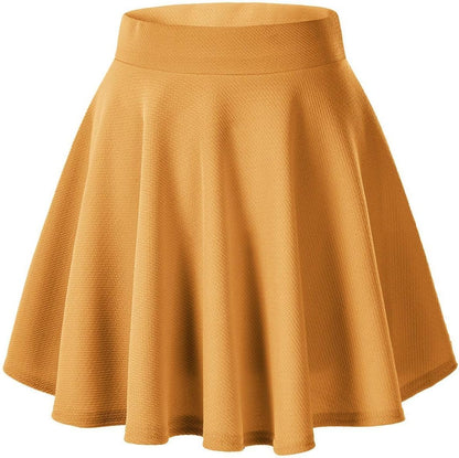 Women Flared Mini Skater Skirt - Stretchy A-Line Circle Skirt