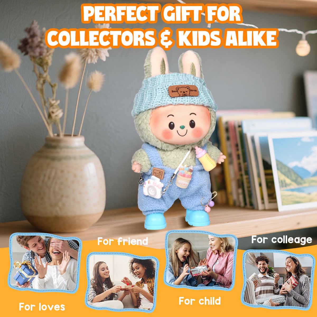 3 Piece Doll Clothes Set for 17cm Dolls - Handmade Crochet Outfit with Hat